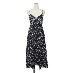 ザラ ZARA ワンピース キャミソール 花柄 刺繍 XS 紺