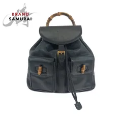 美品 GUCCI グッチ バンブー ブラック 黒 ゴールド金具 レザー 003 1119 0016 リュックサック バックパック レディース 504028【中古】