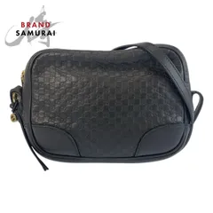 美品 GUCCI グッチ マイクログッチシマ インターロッキング ブラック 黒 449418 ショルダーバッグ ポシェット レディース 504631【中古】