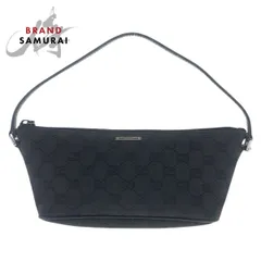 美品 GUCCI グッチ ブラック 黒 シルバー金具 GGキャンバス/レザー 07198 ハンドバッグ アクセサリーポーチ レディース 505788【中古】