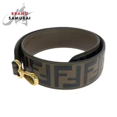 美品 FENDI フェンディ ストラップユー FFロゴ ブラウン ゴールド金具 レザー ショルダーストラップ レディース 505939【中古】