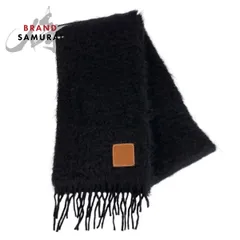 美品 LOEWE ロエベ アナグラム ブラック 黒 ブラウン ウール/モヘア マフラー ストール 男女兼用 レディース 600636【中古】