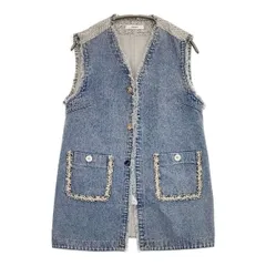 Radiate デニム×ツイードベスト ジレ ヤマダヤ 1503-8484 ベスト ブルー レディース ラディエイト【中古】6-0215M∞
