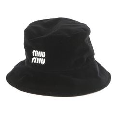 極美品 ミュウミュウ バケットハット 透かし編み ロゴマーク ブラック S 極美品 ミュウミュウ バケットハット 透かし編み ロゴマーク ブラック