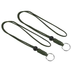 【新品】 [PATIKIL] 46cm ストラップ パラコード キーリング付 ネックストラップ ランヤード 紐 携帯 スマホ IDカード 首掛け ハンド 落下防止 2本 アーミー緑 1