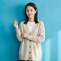 1183 nano universe ナノユニバース　フォックス混 ウールニットカーディガン ベージュ