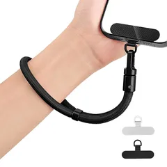 【新品】 スマホストラップ 手首 ハンドストラップ 携帯ストラップ 緩みを調整可能 ストラップ 360°回転でき 高耐久設計 1本+タグパッチ 2枚入り 落下防止 紛失防止 盗難防止 合金製カラビナ 0