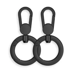 【新品】 [Cocovist] カラビナ スマホ ストラップ リング 丸 小型 艶消し マット 回転 金具 おしゃれ 360度回転 ナスカン フック 鍵 キーホルダー ストラップホルダー 頑丈 o型 金属 パーツ (ブラック/2個セット) 1