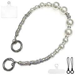 【新品】 [Oumino] スマホストラップ ハンドストラップ 携帯ストラップ ビーズ リストストラップ 手首 バッグストラップ iPhone 対応 おしゃれ ポーチ 可愛い アウトドア プレゼント 落下防止 全機種対応 (パールホワイト) 1