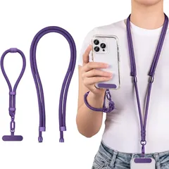 【新品】 [Jazolmky] 3IN1 スマホストラップ 斜めがけ 首掛け 肩掛け 紛失防止ロープ 全機種対応 携帯ストラップ 360°回転 7mm ナイロンロープ長さ調節可能 紛失・落下防止 嵌合可能で、簡単に組み立てられます スマホストラップ 手首  0