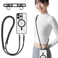 【新品】 [Chisafly] スマホショルダー スマホ ストラップホルダー 携帯ストラップホルダー 斜め掛け 肩掛け 首掛け 2口 長い 丈夫 全機種対応 長さ調整可能 充電しやすい 落下紛失防止 ブラック 0