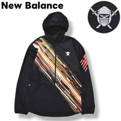 【極美品】 ニューバランス New Balance たすきグラフィック ウィンドジャケット ランニング スポーツウェア ウィンドブレーカー ブルゾン パーカー L ブラック メンズ