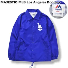 【美品】 MLB マジェスティック MAJESTIC ロサンゼルス ドジャース Los Angeles Dodgers ロゴ プリント ナイロン コーチ ジャケット 裏地 メッシュ S ブルー メジャーリーグ ベースボール スポーツ メンズのサムネイル