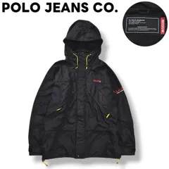 00s ヴィンテージ ポロ ジーンズ POLO JEANS CO. ソフトシェル フーデット ナイロン ジャケット パーカー 裏地 切替 メッシュ アイディール ジップ IDEAL ZIP M ブラック ストリート アウトドア メンズのサムネイル