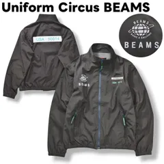 日本製 ユニフォーム サーカス ビームス Uniform Circus BEAMS 企業物 プリント 長袖 x ベスト 切替 ウィンド ジャケット ジップアップ 裏地 メッシュ M オリーブ セレクト カジュアル メンズのサムネイル