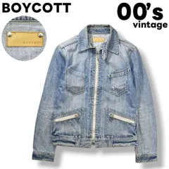 00s archive ボイコット BOYCOTT ダメージ デニム ジャケット スウィングトップ ジップアップ ジージャン Gジャン ブルゾン 3 アイスブルー ストリート カジュアル Y2K メンズのサムネイル