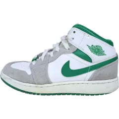 NIKE (ナイキ) GS AIR JORDAN 1 MID SE SMOKE GREY エアジョーダン スモークグレー ミッドカットスニーカー レディース グリーン/グレー US5/23.5cm DC7248-103
