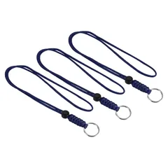 【新品】 [PATIKIL] 46cm ストラップ パラコード キーリング付 ネックストラップ ランヤード 紐 携帯 スマホ IDカード 首掛け ハンド 落下防止 3本 ネイビー 1