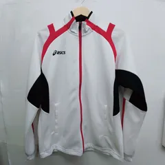 asics アシックス トレーニングジャケット サイズM メンズ 白 ポリエステル  中国製 スポーツウェア 古着