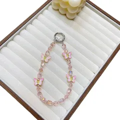 【新品】 [BOJIDO] スマホストラップ 手首 ハンドストラップ 多機能 カラビナ キーホルダー バックパックチャーム 携帯ストラップ リストストラップ 蝶 可愛い おしゃれ 落下防止 紛失防止 スマホ ストラップホルダー付き 全機種対応（A） 0