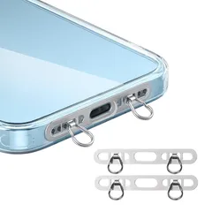 【新品】 [grooblue] スマホストラップ ホルダー 2枚セット 0.4mm極薄 タグパッチ 金属製ダブルリング 2口タイプ 肩掛け 斜め掛け 首掛け 落下防止 ショルダーストラップ対応 シルバー 2枚セット 0