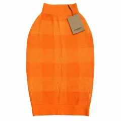 未使用 21aw バーバリー ロンドン BURBERRY LONDON by RiccardoTisci チェック柄 メッシュ ニット スカート タイト ロング丈 リカルド・ティッシ リカルド期 XS オレンジ レディース ▽９