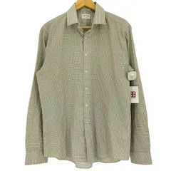 カルバンクライン CALVIN KLEIN Slim Fit ギンガムチェック ロゴ刺繍 長袖シャツ メンズ US：42 