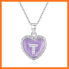 【新品】 [Ahiller] T イニシャル ネックレス レディース パープル ハート 【長さ調整可能 敏感肌対応】 シンプル おしゃれ 誕生日 母の日 贈り物 妻・女友達へ (アルファベット ネックレス) 0