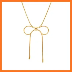 【新品】 [Galant] リボン チョーカー ネックレス シンプル 金属アレルギー対応 サージカルステンレス316L 18kgp k18金メッキ ピンクゴールド ゴールド シルバー お呼ばれ 二次会 (ゴールド) 1