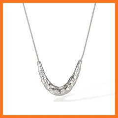 【新品】 [Deelfel] ネックレス レディース 微笑みデザイン ゴールド ステンレス 褶?モチーフ 調節可能 日常使い プレゼント 母の日 誕生日 (silver) 1