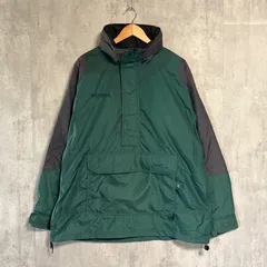 【90s古着】コロンビア Columbia アノラック ナイロンジャケット L 緑 黒 バイカラー 旧ロゴ ヴィンテージ プルオーバー ハーフジップ ゆるだぼ オーバーサイズ ストリート アウトドア キャンプ 釣り 登山 マウンテンパーカー ビンテージ