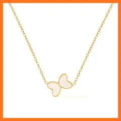 【新品】 [Rockyu Allure] ネックレス レディース ゴールド ステンレス シェルバタフライペンダント 華奢チェーン 蝶モチーフ 金属アレルギー対応 調整可能 長さ調整可 日常使い プレゼント おしゃれアクセサリー 1