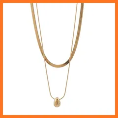 【新品】 [aBALENT] 2連ネックレス ネックレス チェーン ドロップネックレス スネークチェーン サージカルステンレス つけっぱなし ステンレス製 金属アレルギー対応 ゴールド シンプル 大人 結婚式 カジュアル 人気 トレンド ギフト プレゼント 0