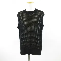 ローリーズファーム LOWRYS FARM ニットベスト 透かし網み 黒 F *T718