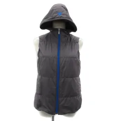 ルコックスポルティフ le coq sportif スポーツウェア ジャケット 中綿ベスト ミドル丈 ジップアップ フード付き M グレージュ 青 ブルー /YS2