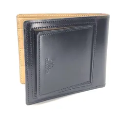 【美品】OIL SHELL CORDOVAN オイルシェルコードバン／コードバンレザー 二つ折り 財布 コンパクト ウォレット／レザー／ブラック・ブラウン