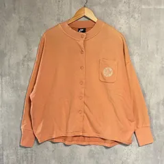 【希少色】ナイキ スウェット カーディガン M テラコッタ オレンジ系 NIKE CU6407-885 ワンポイント ロゴ刺繍 ドロップショルダー 裏毛 羽織り ゆるだぼ スポーツミックス ストリート レディース カジュアル 2026 春夏 トレンド
