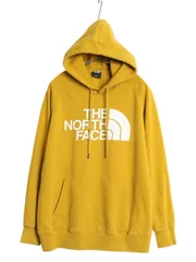 【お得なクーポン配布中!】 US企画 ノースフェイス プリント スウェット フード パーカー レディース L アウトドア 裏起毛 プルオーバー トレーナー シンプル イエロー