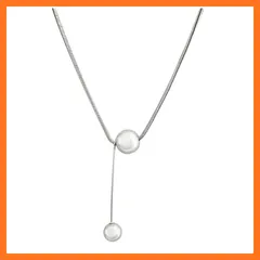 【新品】 [AREUM] ネックレス レディース メタルボール Y字 ボールトップ 上品 おしゃれ シルバーカラー 40cm アジャスターチェーン付き 1