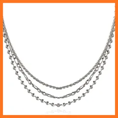 【新品】 [R-days代官山] ステンレス ボールチェーン 3連 ネックレス レディース 低アレルギー シルバーカラー マンテル ステンレスネックレス 水洗い 肌にやさしい 日本製