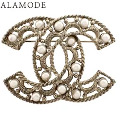 CHANEL(シャネル) ココマーク パール ブローチ メタル(GP) フェイクパール ラインストーン アクセサリー シャンパンゴールド 金 レディース 40802182039【中古】【アラモード】