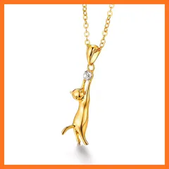 【新品】 [U7] 猫 ネックレス レディース ステンレス 金属アレルギー対応 人気 ネコ ペンダント ねこ かわいい アクセサリー ゴールド ネックレス 彼女誕生日プレゼント 0