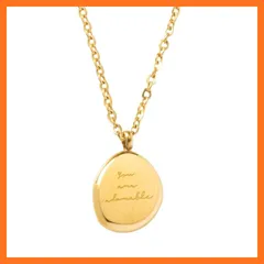 【新品】 [Ｃｒｅａｍ　ｄｏｔ．] クリームドット ネックレス ステンレス 金属アレルギー サージカルステンレス レディース 人気 つけっぱなし ショート チェーン コイン メッセージ 手書き風 【ゴールド】 1