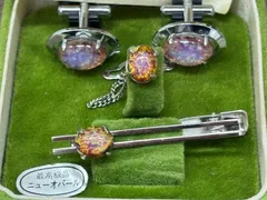 【中古・長期保管品】Continental コンチネンタル製 ニューオパール タイピンセット ネクタイピン カフスボタン　スタットボタン　 おまけ箱付き　I-0-0