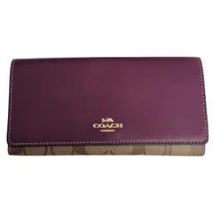 COACH コーチ C5966 シグネチャー レザー×PVC 三つ折り 長財布 レディース 【中古品】 M803RK