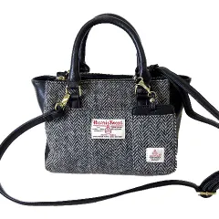 ハリスツイード Harris Tweed クロッシー CLOSSHI バッグ 2way ハンドバッグ ショルダーバッグ ヘリンボーン柄 ウール 黒 ブラック グレー