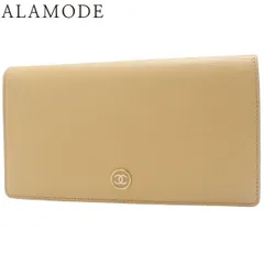 CHANEL(シャネル) ココボタン 二つ折り 長財布 ロングウォレット 2つ折り 小物 レザー ベージュ ゴールド金具 レディース 40802178051【中古】【アラモード】