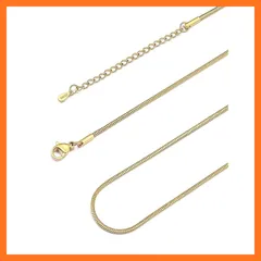 【新品】 [FOCALOOK]ネックレス レディース チェーンのみ スネーク サージカルステンレス 金属アレルギー対応 指輪用チェーン つけっぱなし 極細 ゴールド 1.5mm 0