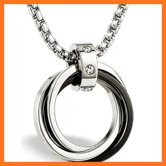 【新品】 [CCopan] ネックレス メンズ レディース 人気 ペンダント アクセサリー 金属アレルギー対応 チョーカー プレゼント 誕生日 記念日 国内ブランド (三連リング（ブラック）) 0