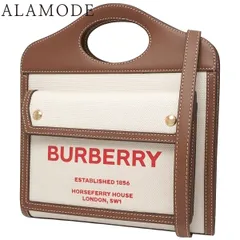 BURBERRY(バーバリー) ミニ ポケットバッグ ハンド 2WAY ショルダー キャンバス レザー ナチュラル/モルトブラウン オフホワイトアイボリー ブラウン茶 ゴールド金具 8037401 レディース 40802178994【中古】【アラモード】